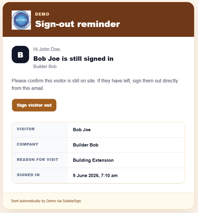 SubbieSign | Visitor sign-in, inductions and host alerts